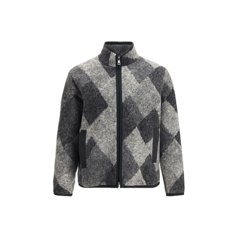 Moncler Gray Wool Oves Aries Full-Length Men's Jacket
